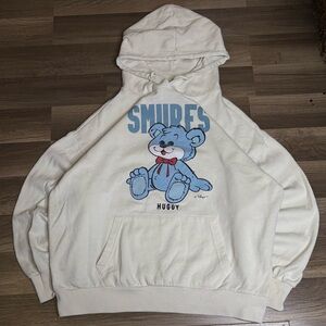 The Smurfs Huggy White Pullover Hoodie women’s Graphic Print Pockets Hooded M
